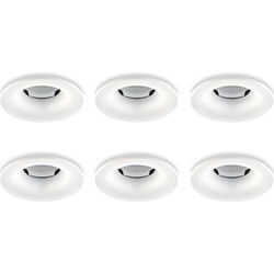 Groenovatie Inbouwspot, Rond, Waterdicht IP65, Ø85 mm, Mat Wit, 6-Pack