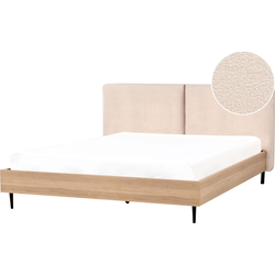 Beliani LIMANTON - Tweepersoonsbed-Beige-Bouclé