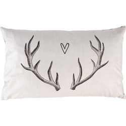 Clayre & Eef Kussenhoes 30x50 cm Beige Polyester Rechthoek Gewei