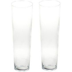 Conische bloemenvaas glas - 2x - H60 cm - Glazen bloemenvaas taps lopend - Vazen