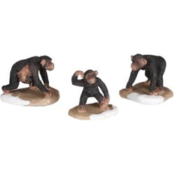 Schimpansenfamilie 3 Stück l5xb4,5xh4,5cm Weihnachten - Luville