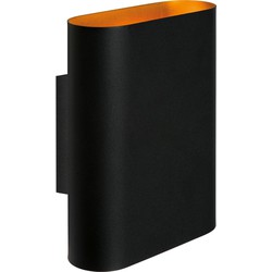 Stoer zwart moderne ovaalachtige wandlamp E14
