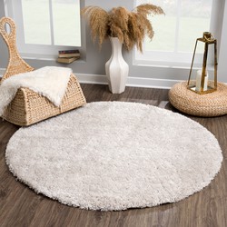 Tapijtenloods Porto Rond Soft Fluffy Vloerkleed Hoogpolig Effen Licht Grijs- 150 CM ROND