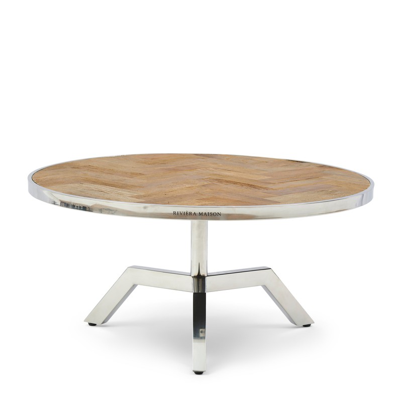 Riviera Maison Salontafel Rond Verstelbaar 80 cm - Kirkwood Adjustable Table - Zilver  - 
