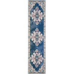 Safavieh Modern Chic Indoor Woven Area Rug, Madison Collection, MAD452, in Navy & Grey, 61 X 244 cm