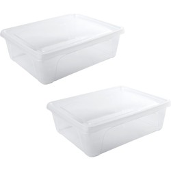 6x stuks Voedsel plastic bewaarbakjes laag 2,5 liter transparant 24 x 20 x 8 cm - Vershoudbakjes