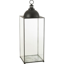 J-line - Lantaarn Hagrid Glas/ijzer Zwart Large - 41x41x121cm