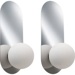 LEISI - Wandlampen set van 2 - Zilver - Opaalglas