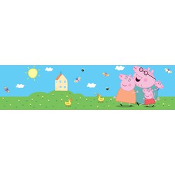 Sanders & Sanders zelfklevende behangrand Peppa Pig groen, blauw en roze - 9.7 x 500 cm - 601310