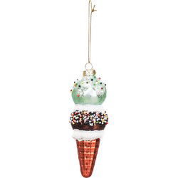 Xmas Hanger - Ice Cream - Glass -Blue/Brown - 5x14cm