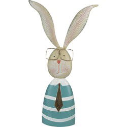 Clayre & Eef Beeld Konijn Turquoise Beige Metaal