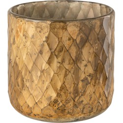 J-line - Windlicht Ruit Glas Goud - 14x14x14cm