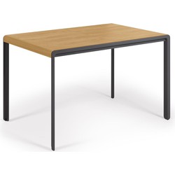 Kave Home - Uitschuifbare tafel Nadyria met eikenfineer en stalen poten 120 (160) x 80 cm