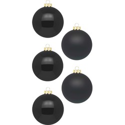 36x stuks glazen kerstballen zwart 4 cm glans en mat - Kerstbal