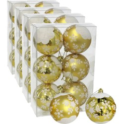 24x stuks gedecoreerde kerstballen goud kunststof 6 cm - Kerstbal