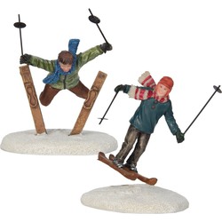 Twee ski springers 6x5x10 cm