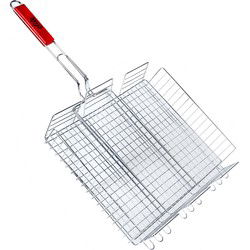Elite BBQ/barbecue rooster - grill mand - metaal/hout - 42 x 66 x 7 cm - barbecueroosters