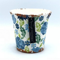 Villa Pottery  Blauw-Groen Pot Flowergarden - 22x20