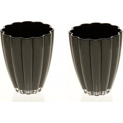 2x Zwarte glazen vazen 17 cm - Vazen