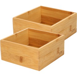 Set van 4x stuks bamboe ladekast/keukenspullen/kantoor vakjes/sorteerbakjes 15 x 15 x 7 cm - Bestekbakken