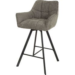 Barstoel - Draaibaar - Taupe Bouclé - Raster - Set van 2