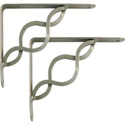 AMIG Plankdrager/steun/beugel Decoratief - 2x - metaal - zilver - H150 x B125 mm - Tot 195 kg - Plankdragers