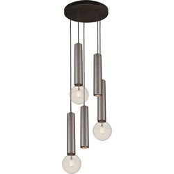 Taboros 5L hanglamp 5L 2xGU10 (excl) 3xE27 (excl) zwart + geborsteld staal