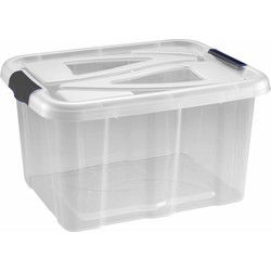 Hega Hogar opbergbox - transparant/zilvergrijs- 30 liter - 49 cm - Opbergbox