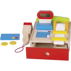 Goki Goki houten Kassa met echte rekenmachine