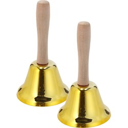 Set van 2x stuks tafelbellen/handbellen goud 12 cm - Feestdecoratievoorwerp