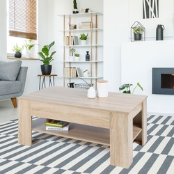 ML-Design salontafel Sonoma Ecihe, 110x65x48 cm, met lade en legplank, gemaakt van spaanplaat en hout optiek