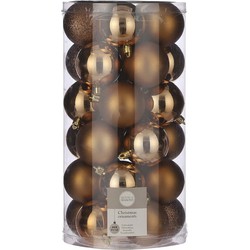 60x Kunststof kerstballen licht koper 6 cm - Kerstbal
