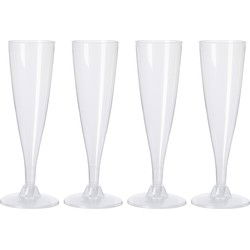 EH Prosecco/champagneglazen - 4x - transparant - kunststof - 130 ml - herbruikbaar - Champagneglazen