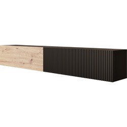 Meubella - TV-Meubel Caius - Zwart - Eiken - 200 cm