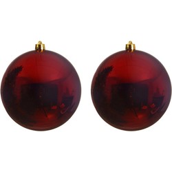 2x Grote raam/deur/kerstboom decoratie donkerrode kerstballen 14 cm glans - Kerstbal