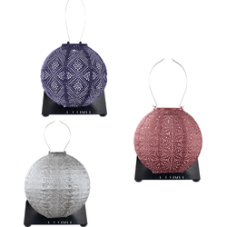 Lumiz Solar Buitenlampionnen Monach Set - Rond lampionnen inclusief 3 metalen platen - Koper - Future Dusk - Zilver