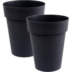 Plantenpot/bloempot Toscane - 3x - antraciet grijs - kunststof - D44 x H53 cm - Plantenpotten