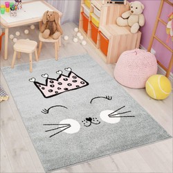 Playful Pals Kids Kinderkamer Grijs vloerkleed - Queen