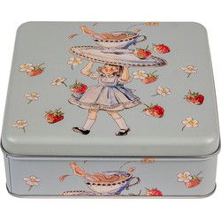 Clayre & Eef Bewaarblik 17x17x6 cm Blauw Blik