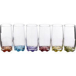 Set van 6x stuks drinkglazen/waterglazen kleurenmix 380 ml - Drinkglazen