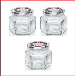 Leifheit 3209 Jampot Zeshoekig 106 ml Glas/Zilver (set van 3 stuks)