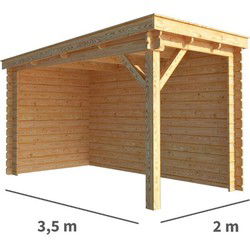Overkapping Els 200 cm bij 350 cm diep Lessenaarsdak