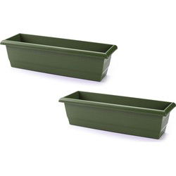 PlasticForte Plantenbak - 3x - groen - rechthoekig - 60 x 20 x 16 cm - Plantenbakken