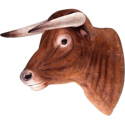 Decopots - Villa Pottery Stierenkop Wanddecoratie -Stier - Bruin - 49x40x43