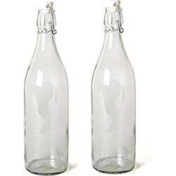 18x Beugelfles/weckfles van transparant glas met beugeldop 1 liter - Decoratieve flessen