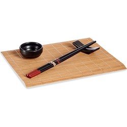 Kinvara Sushi servies set - 8-delig - keramiek - zwart - sushi eet set - Serveerschalen