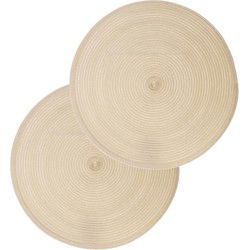 Secret de Gourmet ronde placemat - 6x - beige - kunststof - 38 cm - Placemats
