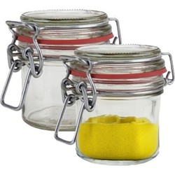 Weckpot/inmaakpot - 2x - glas - 100 ml - beugelsluiting - transparant - Weckpotten