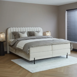 Boxspringbed - Elektrische  Complete Set - 180x200 - Gebroken Wit - Amanda Inclusief  cm matras en topper HR- Koudschuim