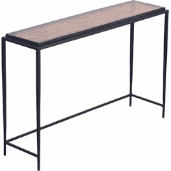 Grote console van gerookt glas en zwart metaal L110 cm - IGLOO